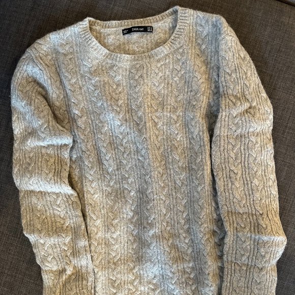 Zara Cashmere Grey Crewneck Sweater - Size M - Picture 1 of 2
